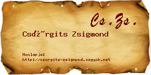 Csörgits Zsigmond névjegykártya